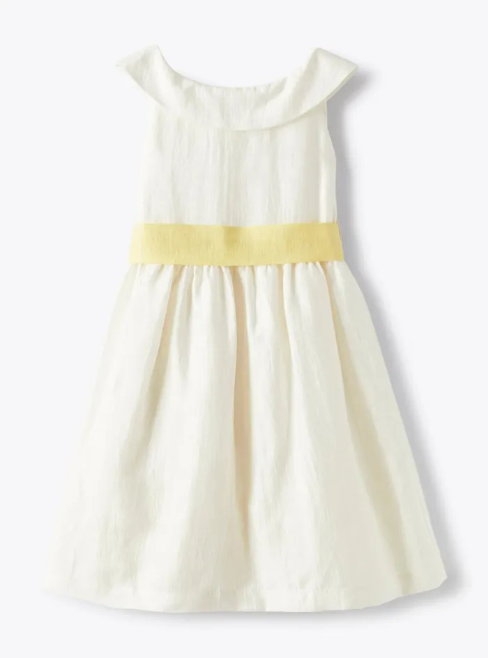 Dresses Girl 216 Il Gufo Dress In Milkywhite Shantung Linen