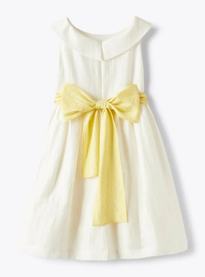 Dresses Girl 216 Il Gufo Dress In Milkywhite Shantung Linen