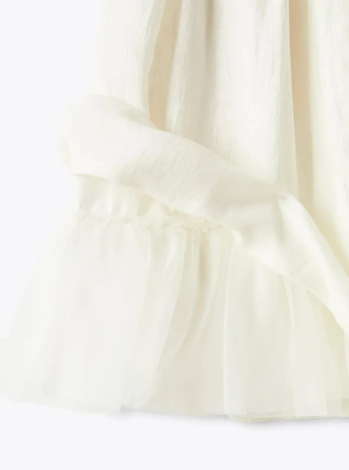 Dresses Girl 216 Il Gufo Dress In Milkywhite Shantung Linen