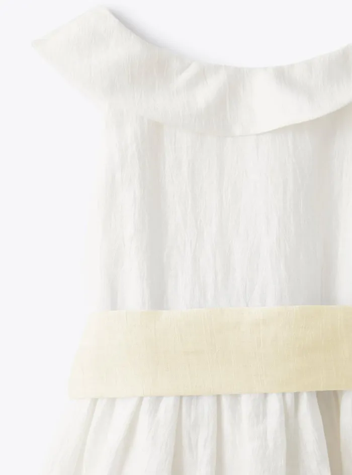 Dresses Girl 216 Il Gufo Dress In Milkywhite Shantung Linen