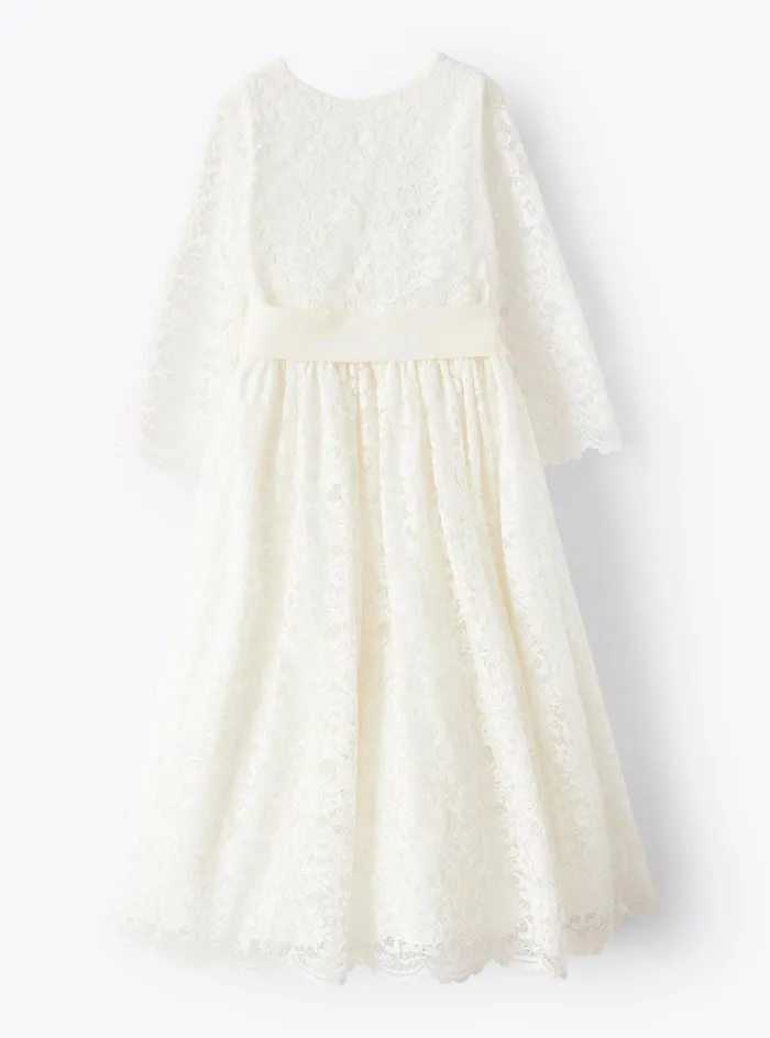 Dresses Girl 216 Il Gufo Fulllength Dress In Lace With Belt