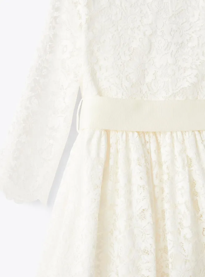 Dresses Girl 216 Il Gufo Fulllength Dress In Lace With Belt