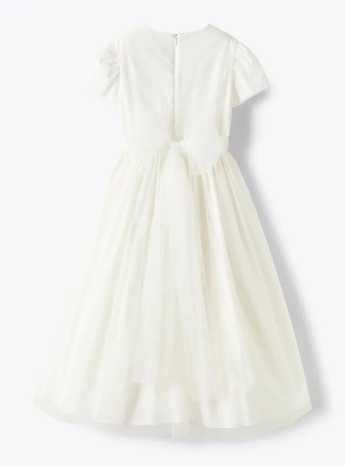 Dresses Girl 216 Il Gufo Tulle Dress With Milkywhite Rawcut Belt