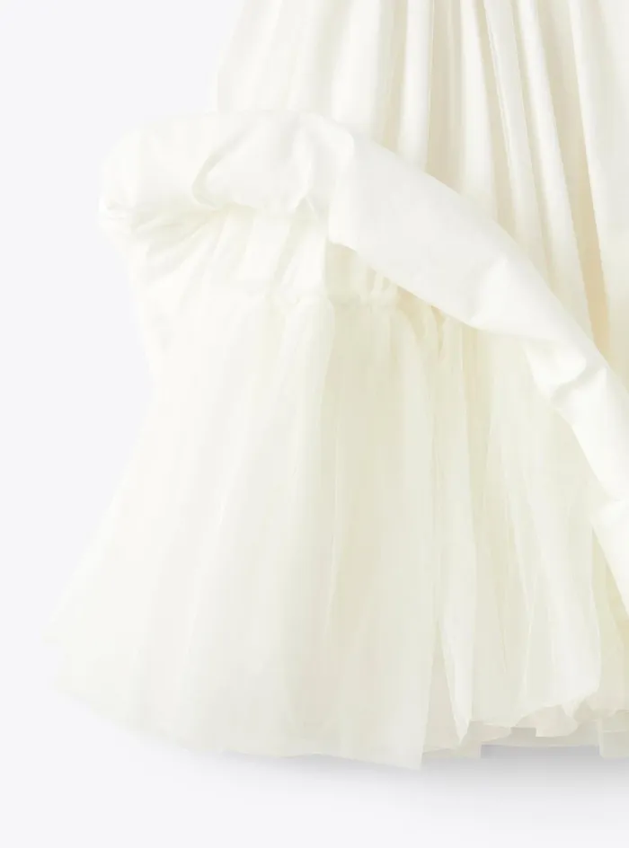 Dresses Girl 216 Il Gufo Tulle Dress With Milkywhite Rawcut Belt