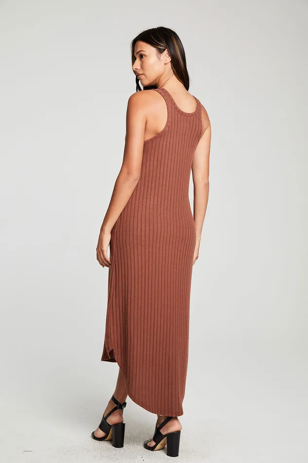 Dresses Womens Poor Boy Rib Hi Lo Shirttail Midi Racer Tank Dress Chaser Brand