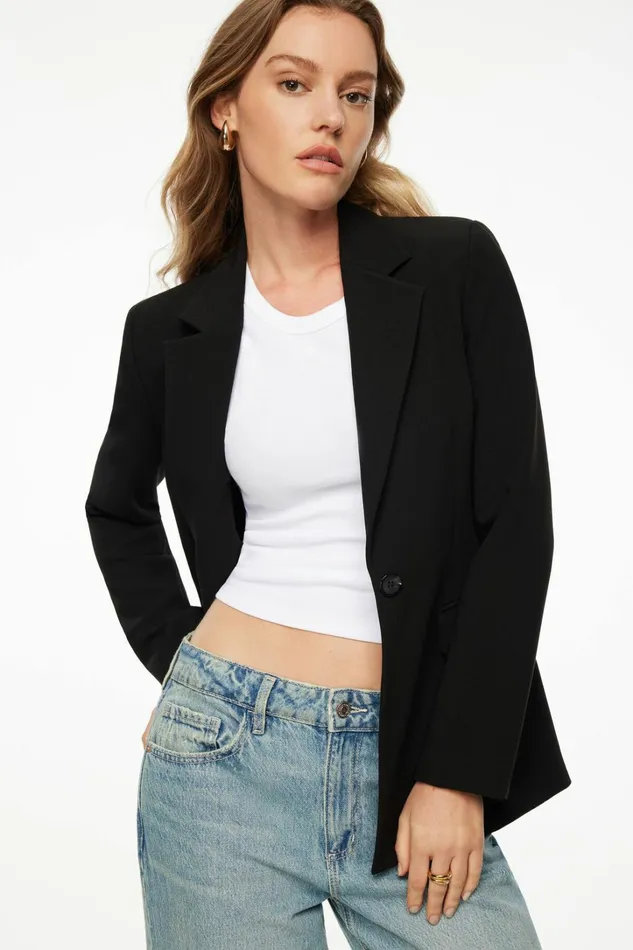 Dynamite Blazers and Vests Women Adeline Single Breasted Blazer Black