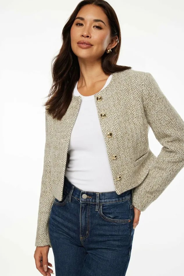 Dynamite Blazers and Vests Women Margaux Tweed Blazer Brown