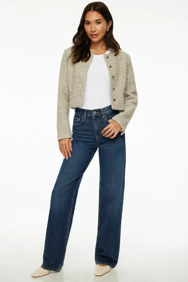 Dynamite Blazers and Vests Women Margaux Tweed Blazer Brown