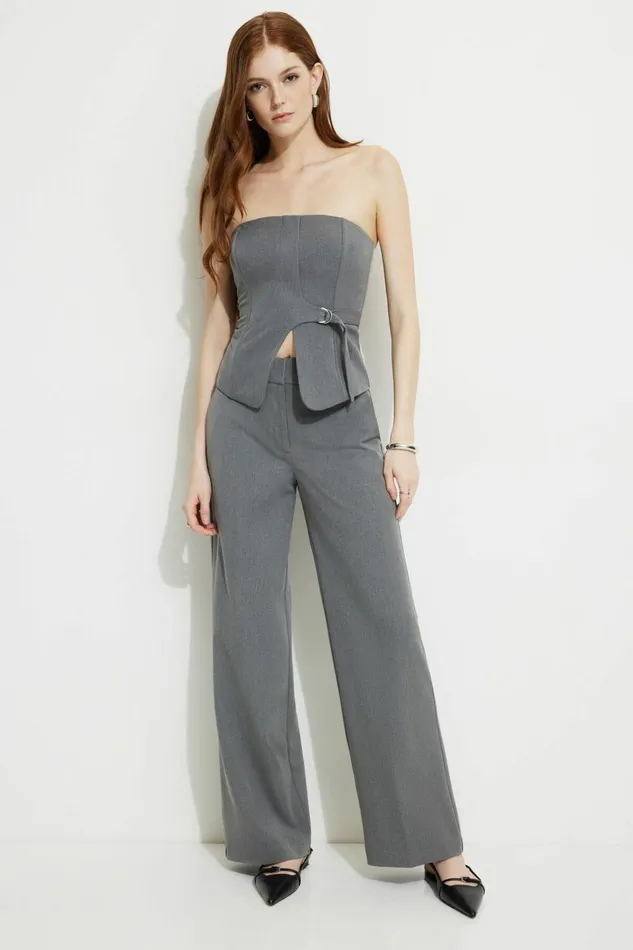 Dynamite Blouses and Tops Women Buckle Tube Top Gray