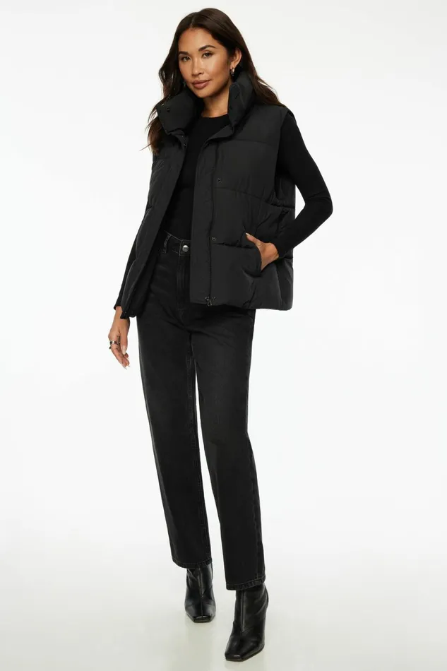 Dynamite Coats and Jackets Women Quilted Puffer Vest BLACK