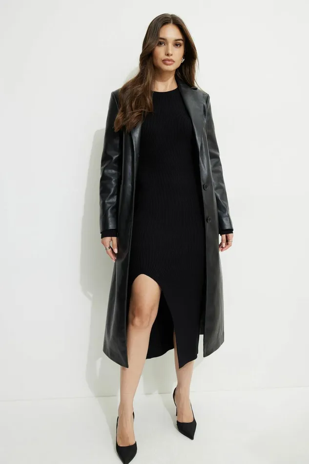 Dynamite Dresses and Jumpsuits Women Slit Midi Dress BLACK