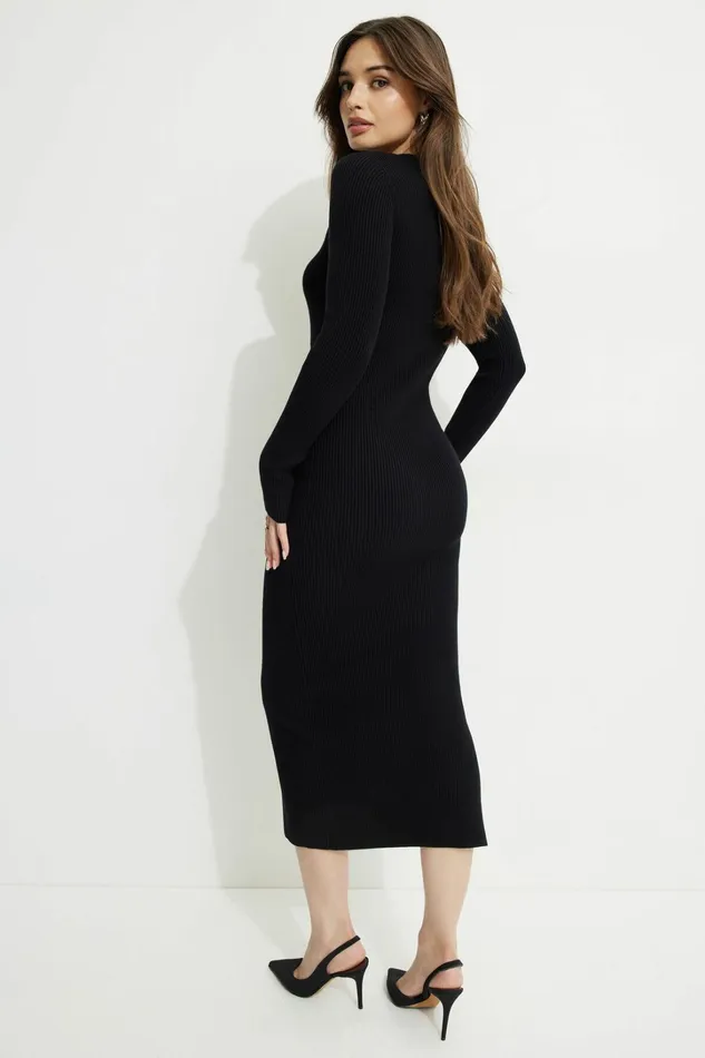 Dynamite Dresses and Jumpsuits Women Slit Midi Dress BLACK