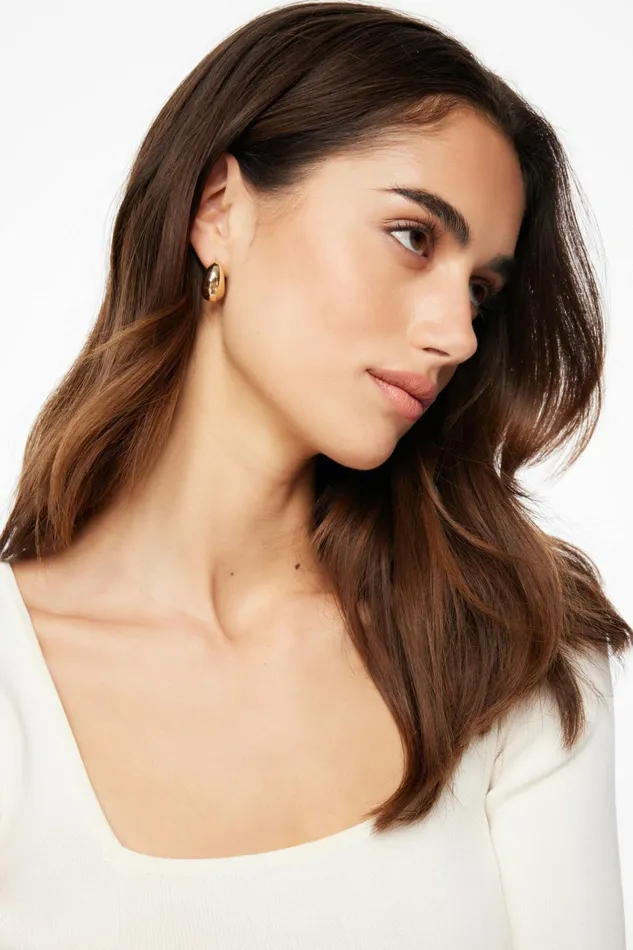 Dynamite Earrings Women 3Pack Chunky Hoop Earrings YELLOW
