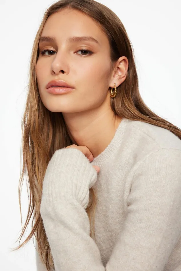Dynamite Earrings Women 3Pack Textured and Smooth Hoop Earrings Yellow