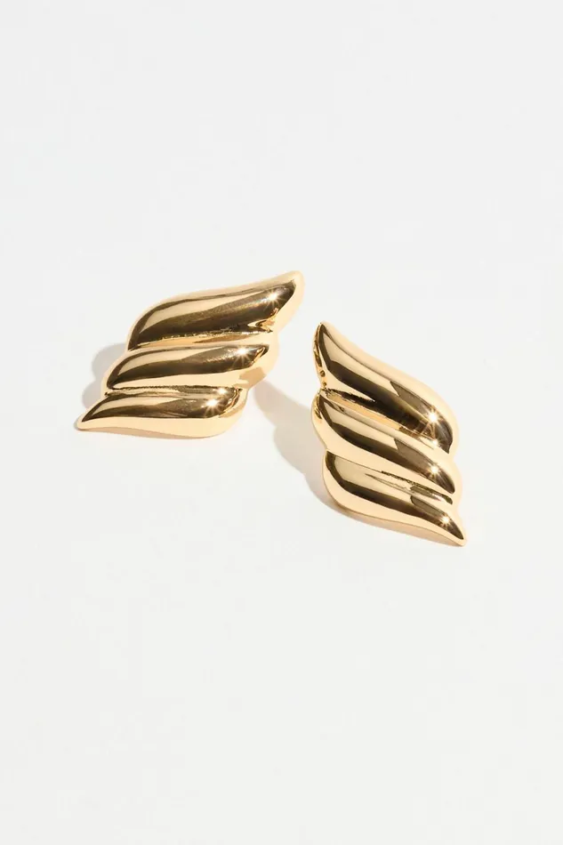 Dynamite Earrings Women Large 90x27s Winged Button Earrings Yellow