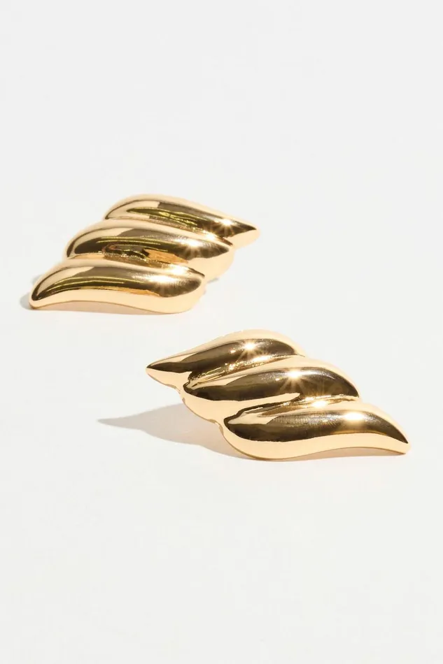 Dynamite Earrings Women Large 90x27s Winged Button Earrings Yellow
