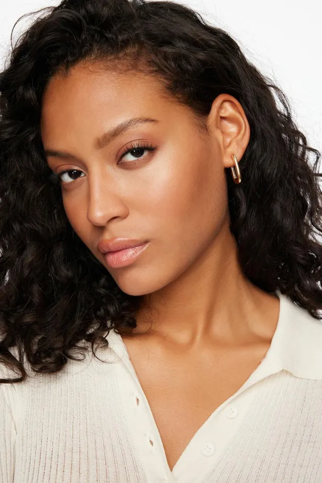 Dynamite Earrings Women Oval Open Square Hoop Earrings YELLOW