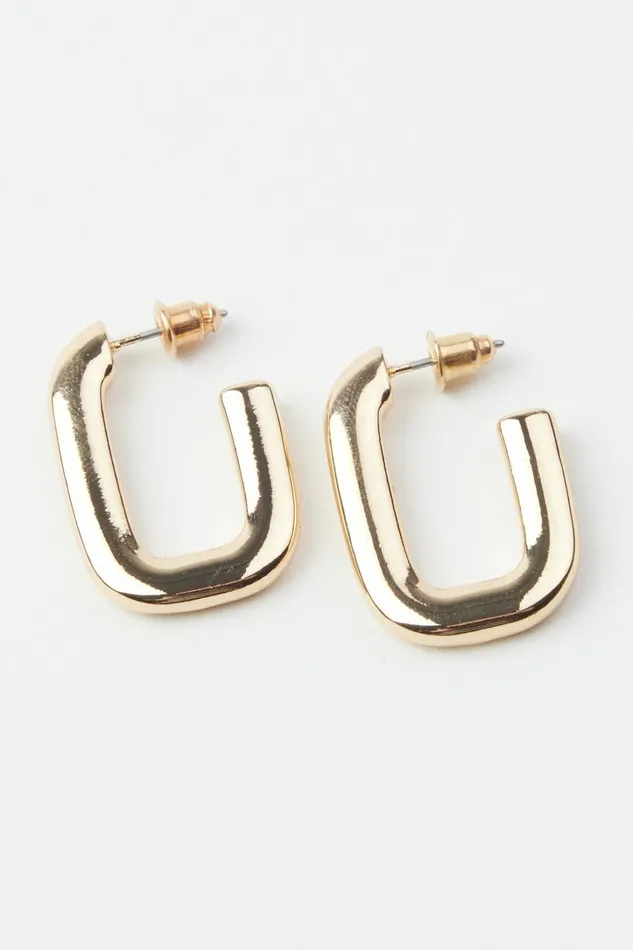 Dynamite Earrings Women Oval Open Square Hoop Earrings YELLOW