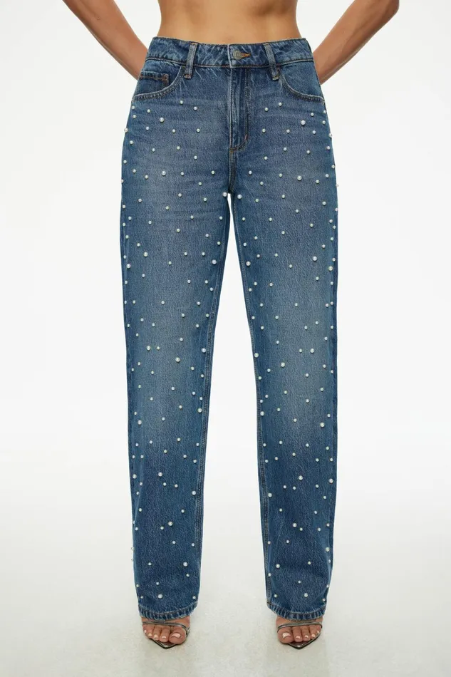 Dynamite Jeans and Denim Women Mika Pearl Relaxed Straight Jeans Blue