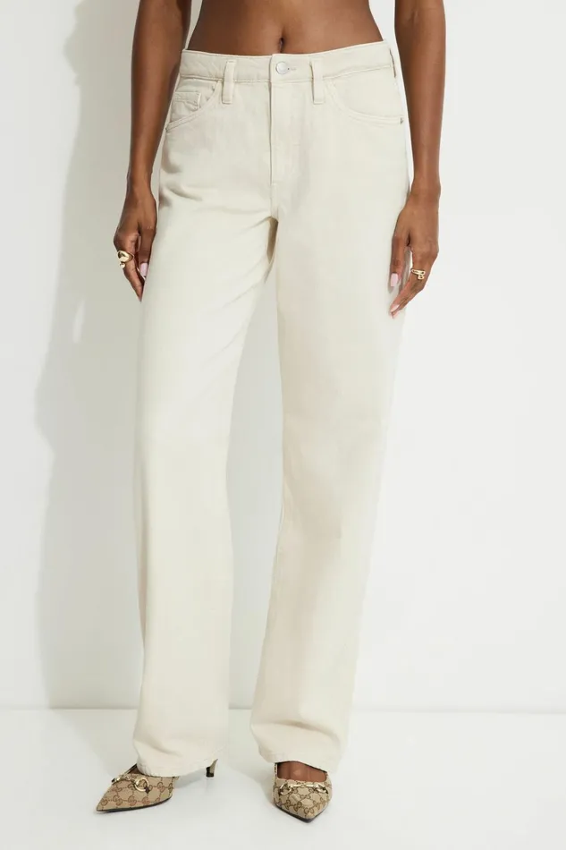 Dynamite Jeans and Denim Women Mika Relaxed Straight Jeans Beige
