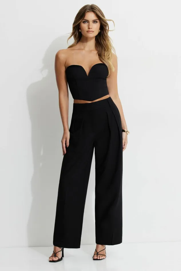 Dynamite Pants Women Drop Waist Pleated Pants Black