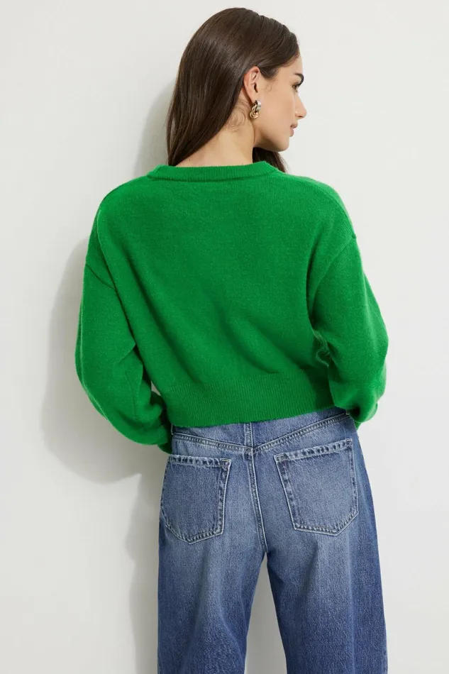 Dynamite Tops Women Heavenlyarn Crewneck Sweater Green