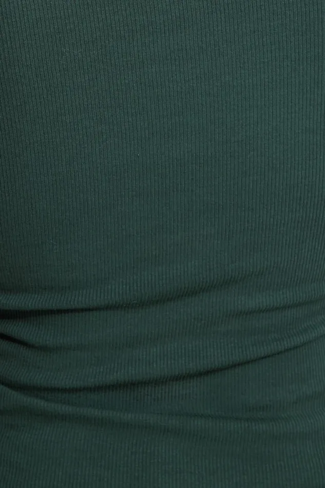 Dynamite Tops Women Olive Ribbed Crewneck TShirt Green