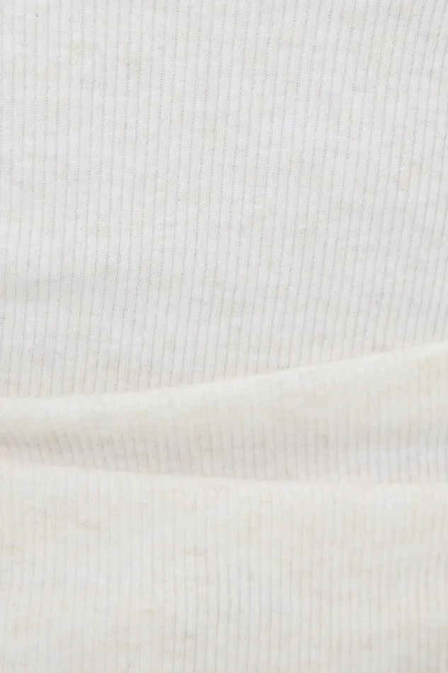 Dynamite Tops Women Olive Ribbed Crewneck TShirt White