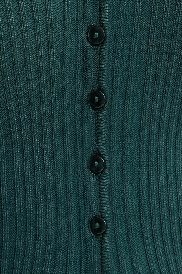 Dynamite Tops Women Ribbed Flyaway Cardigan Green