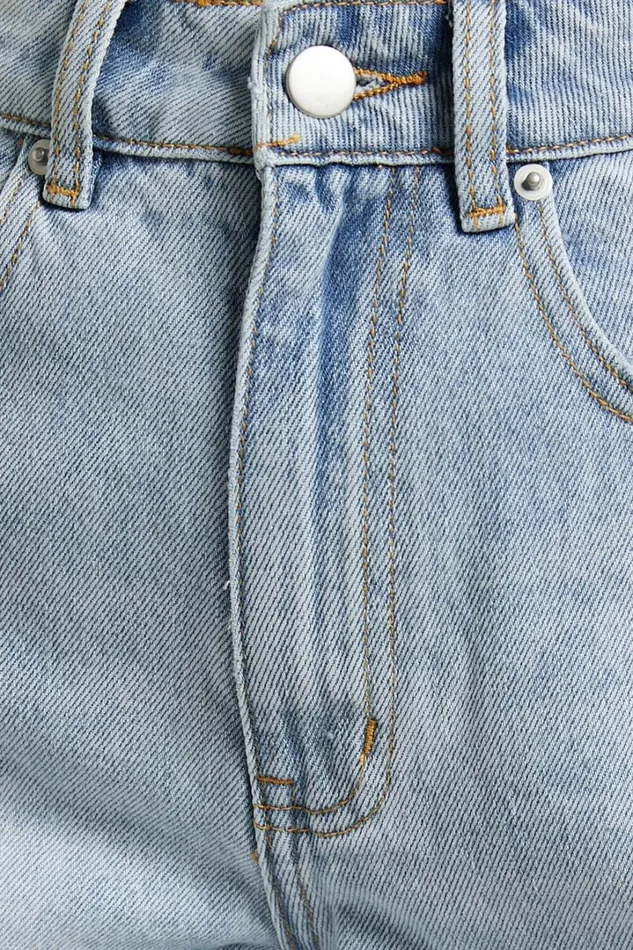 Eloisa Shorts 8211 Recycled Cotton Raw Hem Denim Shorts In Mid Blue Wash Women Showpo Denim
