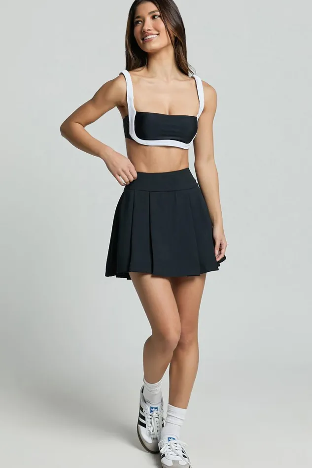 Elouise Top 8211 Contrast Ruched Strap Crop Top In BlackWhite Women Showpo Tops