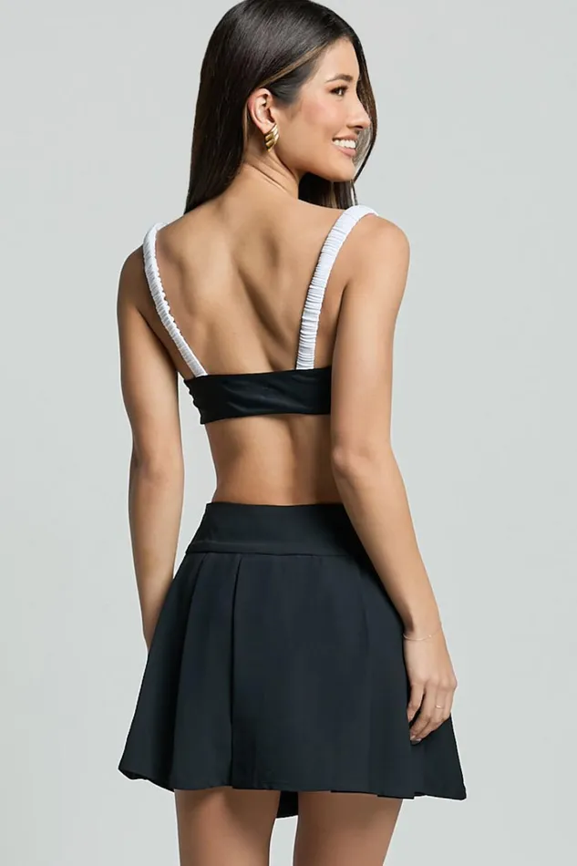 Elouise Top 8211 Contrast Ruched Strap Crop Top In BlackWhite Women Showpo Tops
