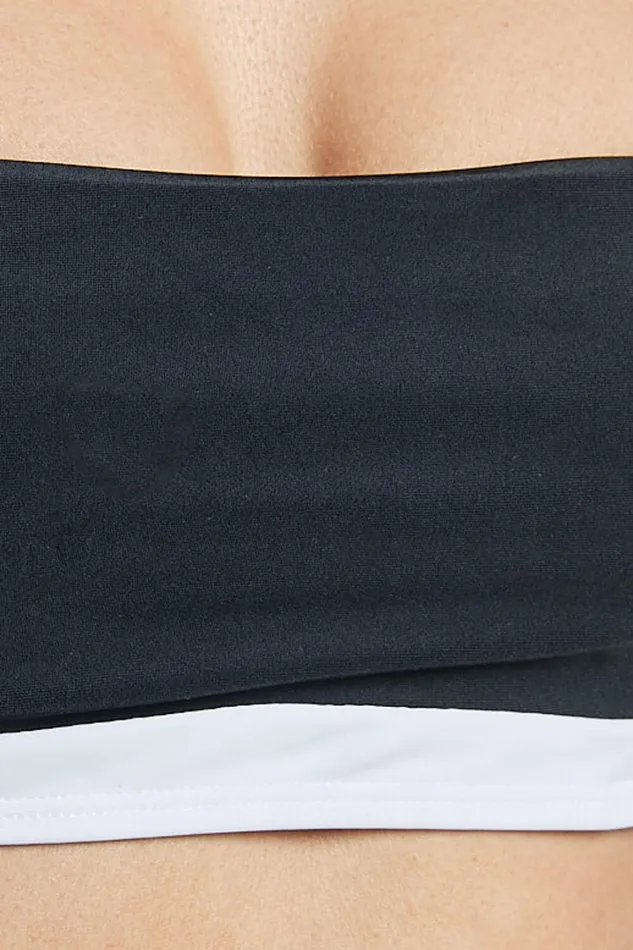 Elouise Top 8211 Contrast Ruched Strap Crop Top In BlackWhite Women Showpo Tops