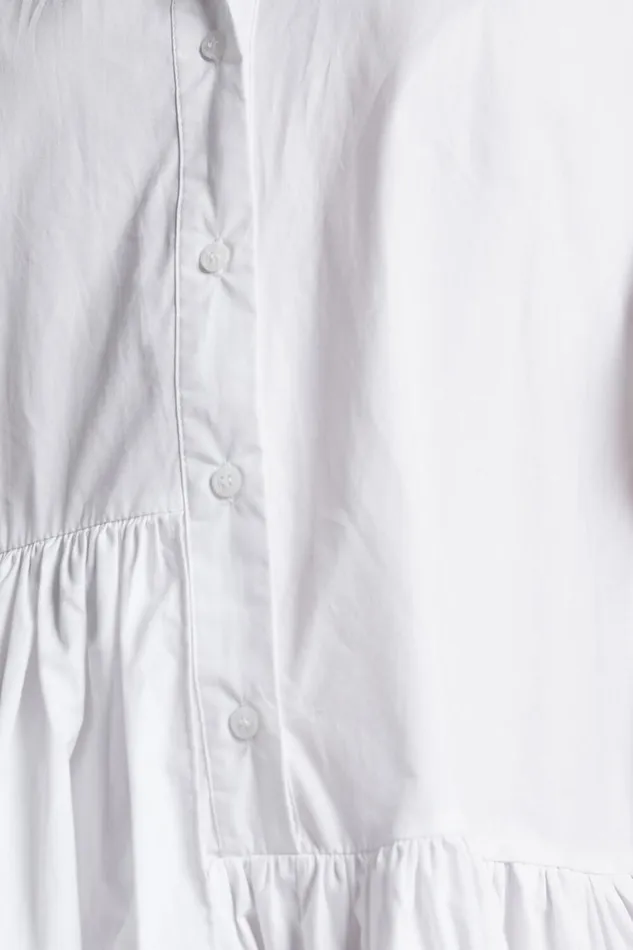 Elowen Mini Dress 8211 Button Up Asymmetrical Tiered Smock Dress In White Women Showpo Maternity Clothes