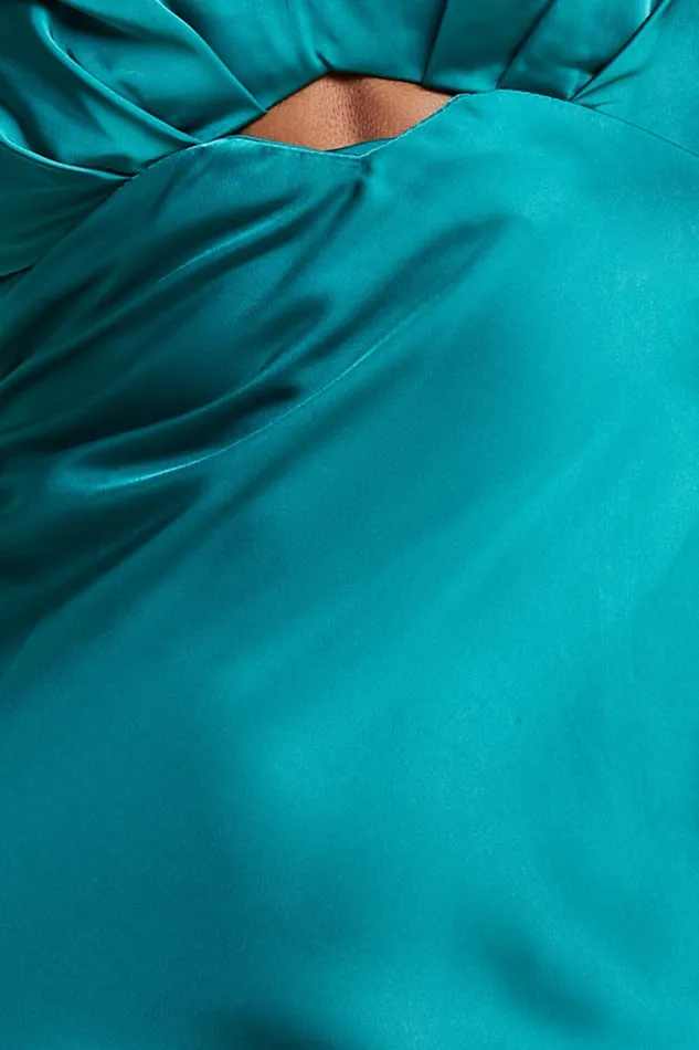 Emberlynn Midi Dress 8211 Flutter Sleeve Cut Out Satin Dress In Teal Women Showpo Dresses