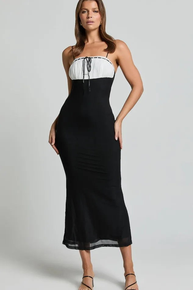 Emelia Midi Dress 8211 Strappy Straight Neck Ruched Bust Dress In Black Women Showpo Dresses Emelia Midi Dress 8211 Strappy Straight Neck Ruched Bust Dress In Black Women Showpo Dresses