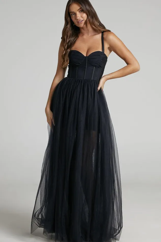 Emmary 8211 Bustier Bodice Tulle Dress In Black Women Showpo Dresses