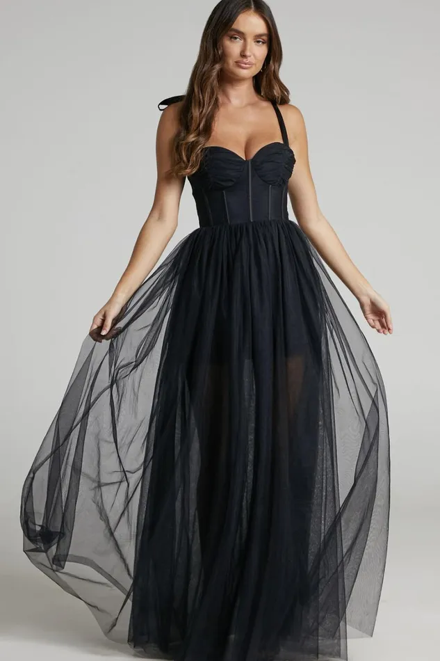 Emmary 8211 Bustier Bodice Tulle Dress In Black Women Showpo Dresses