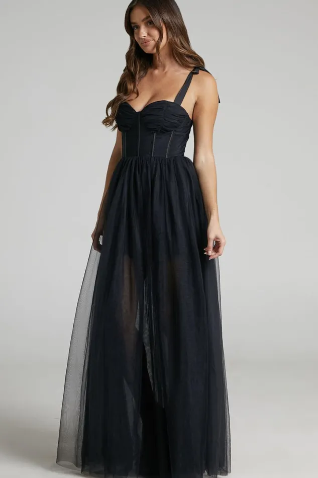 Emmary 8211 Bustier Bodice Tulle Dress In Black Women Showpo Dresses