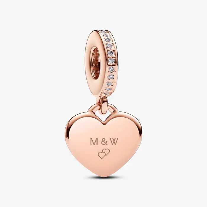Engravable Charms Women Pandora Engravable Heart Tag Dangle Charm Rose Gold Plated