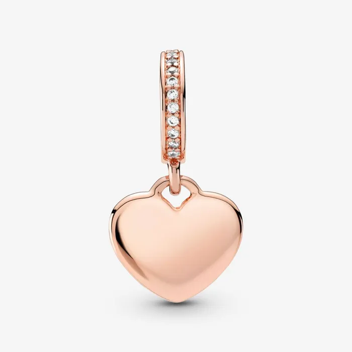 Engravable Charms Women Pandora Engravable Heart Tag Dangle Charm Rose Gold Plated