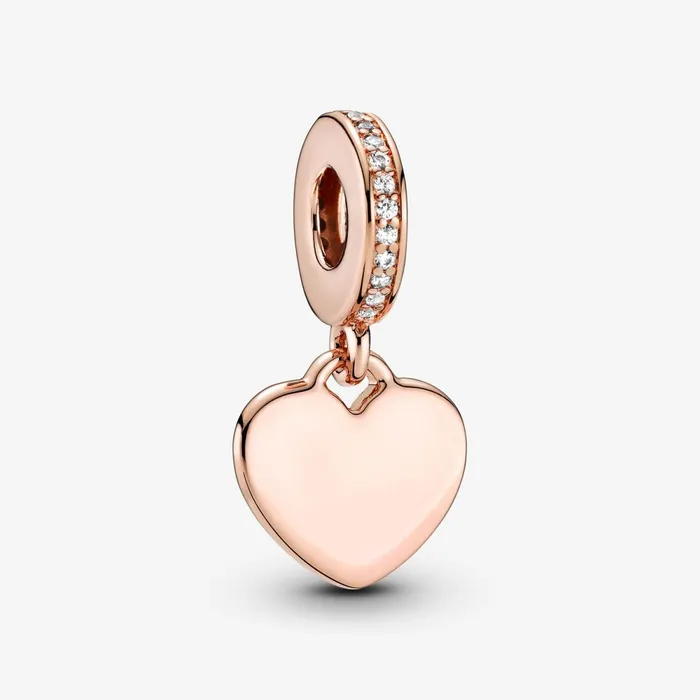Engravable Charms Women Pandora Engravable Heart Tag Dangle Charm Rose Gold Plated