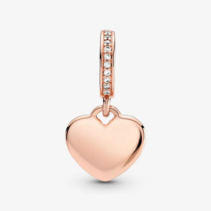 Engravable Charms Women Pandora Engravable Heart Tag Dangle Charm Rose Gold Plated