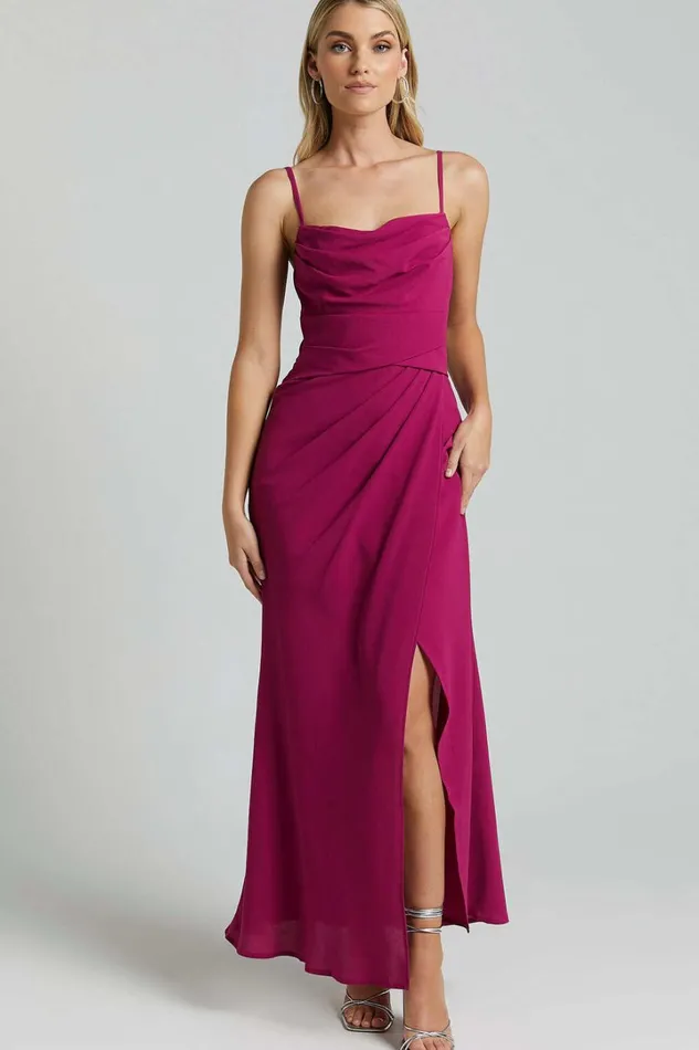 Everhart Maxi Dress 8211 Strappy Drape Front Tulip In Grape Women Showpo Dresses