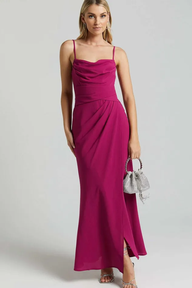 Everhart Maxi Dress 8211 Strappy Drape Front Tulip In Grape Women Showpo Dresses