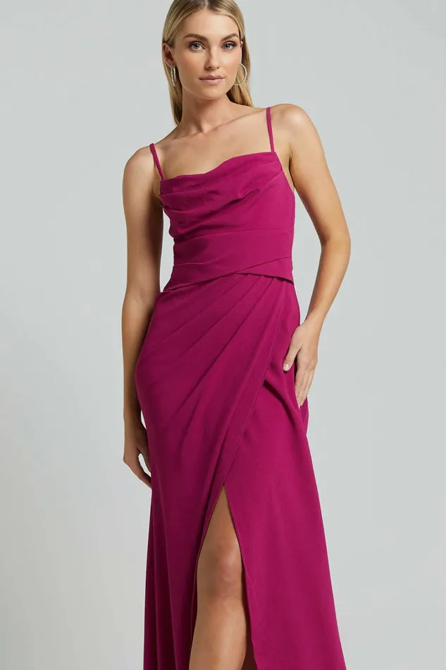 Everhart Maxi Dress 8211 Strappy Drape Front Tulip In Grape Women Showpo Dresses