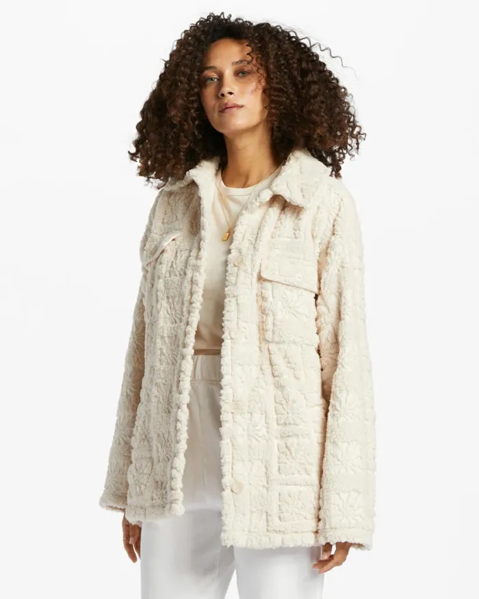 Fairbanks ButtonUp Teddy Bear Jacket White Cap Women Billabong Essentials