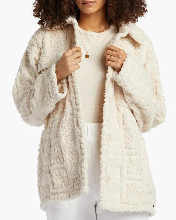 Fairbanks ButtonUp Teddy Bear Jacket White Cap Women Billabong Essentials