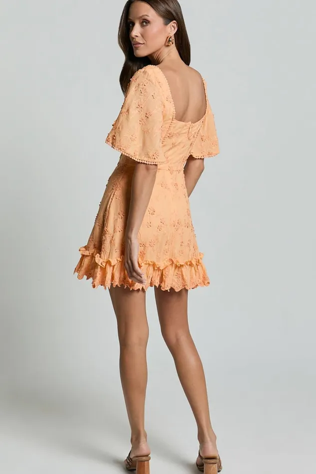 Fancy A Spritz Mini Dress 8211 Square Neck Dress In Peach Fuzz Women Showpo Curve Clothes