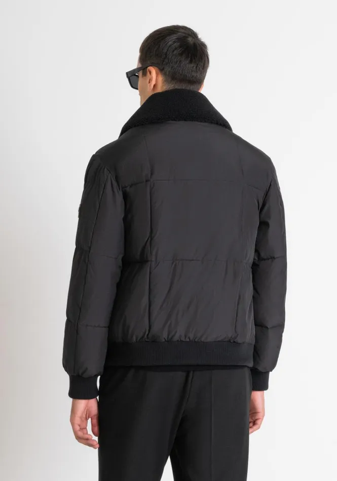 Field Jackets And Coats Men Antony Morato Black Regular Fit Down Jacket Faux Fur With Dupont Sorona Synthetic Padding Black